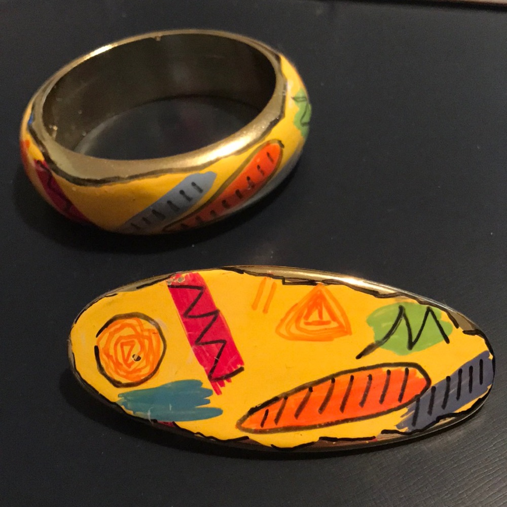 RAFFINE yellow blue red hair clip bangle bracelet